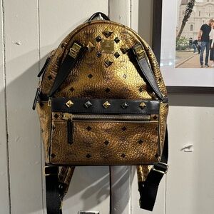 AUTHENTIC MCM LIMTED EDITION GOLD BROZE Studded Backpack